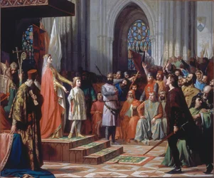 María de Molina presenterar sin son Fernando IV vid Cortes i Valladolid 1295.